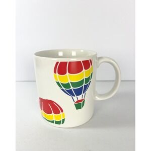 Vintage Rainbow Hot Air Balloon Coffee Mug, Retro Kitchen Decor